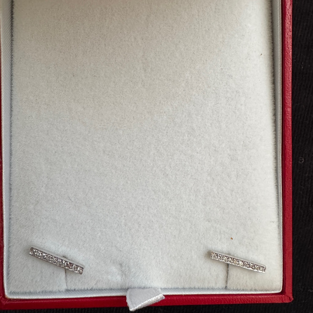 Elegant White Gold Diamond Bar Earrings